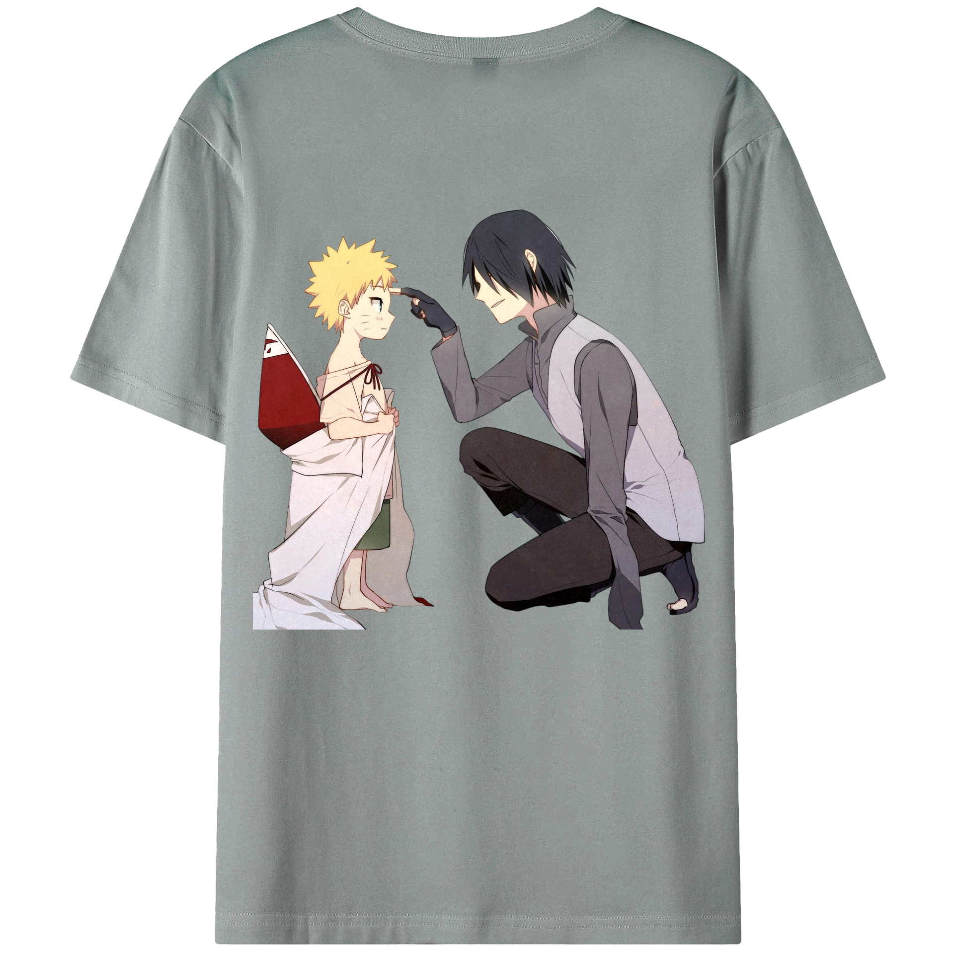 （画像用） NARUTO -ナルト- うちは サスケ Uchiha Sasuke 綿100％ メンズ半袖Tシャツ（バックプリント） 通気性
